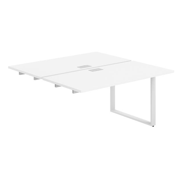 AG.125.WH.L.72.WH  / Секция рабочей станции 1400х1438х750  / профиль О-образный: 70х20 белый; лючок: серебро; столешница: белый