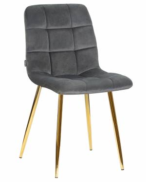 Стул обеденный DOBRIN ALEX, золотые ножки, темно-серый велюр (V108-91)