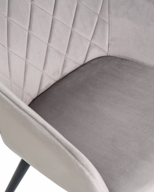 Стул обеденный DOBRIN ROBERT, черные матовые ножки, велюр V108-81 Серый