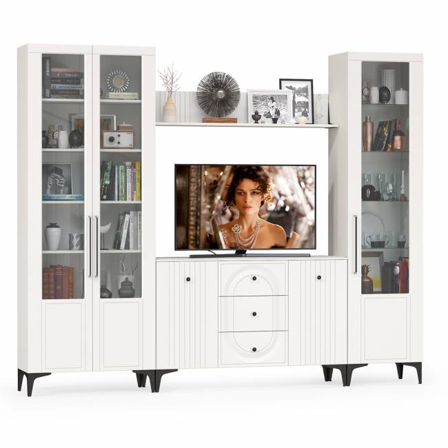 Валенсия мебель в гостиную № 98 цвет белый шагрень