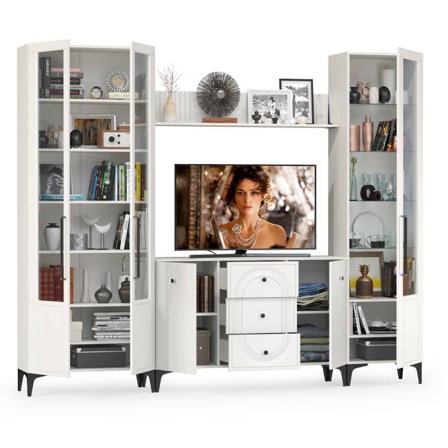 Валенсия мебель в гостиную № 98 цвет белый шагрень