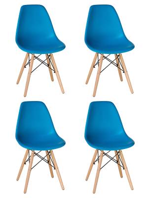 Набор 4 шт Стул обеденный DOBRIN DSW, ножки светлый бук, цвет голубой (BE-02)