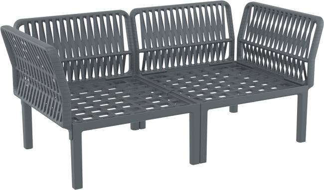 Диван пластиковый двухместный с подушками Portofino Lounge темно-серый, светло-коричневый 1600х800х690 мм Диван пластиковый двухместный с подушками Portofino Lounge темно-серый, светло-коричневый 1600х800х690 мм