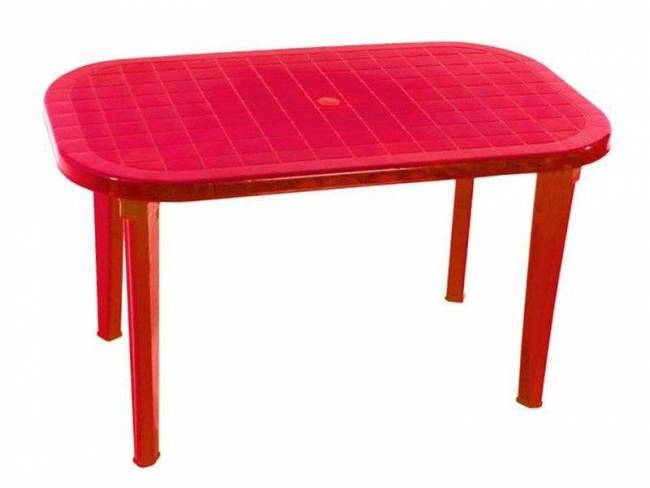 Стол пластиковый овальный красный