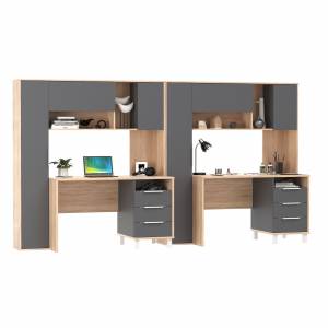 Столы рабочие для домашнего офиса для двоих детей Комфорт 12.95N цвет дуб сонома/тёмно-серый