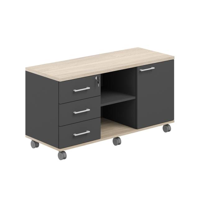 AG.291.AN.AR.AN / Тумба сервисная мобильная 1200х462х637 с замком / корпус:антрацит, топ/дно:ак.равелло, фасады:антрацит