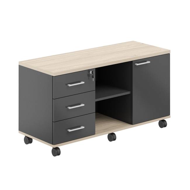 AG.291.AN.AR.AN / Тумба сервисная мобильная 1200х462х637 с замком / корпус:антрацит, топ/дно:ак.равелло, фасады:антрацит