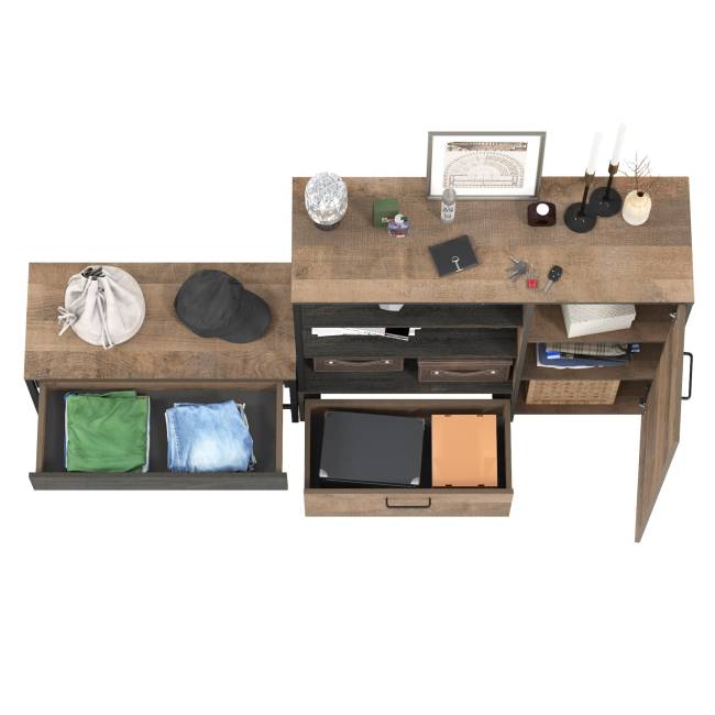 Комод с ящиком и нишами и обувница с сиденьем Трувор цвет дуб гранж песочный/интра