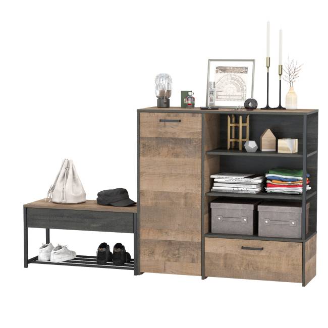 Комод с ящиком и нишами и обувница с сиденьем Трувор цвет дуб гранж песочный/интра