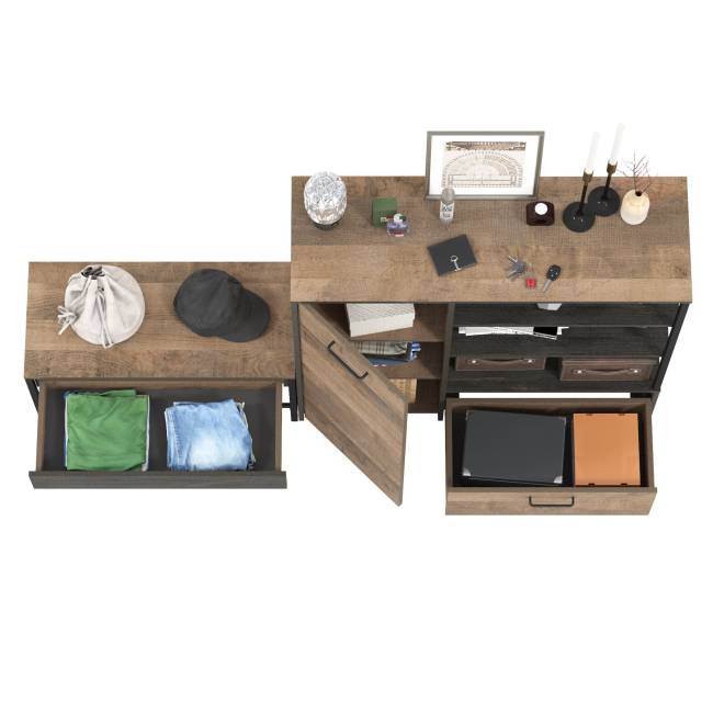 Комод с ящиком и нишами и обувница с сиденьем Трувор цвет дуб гранж песочный/интра