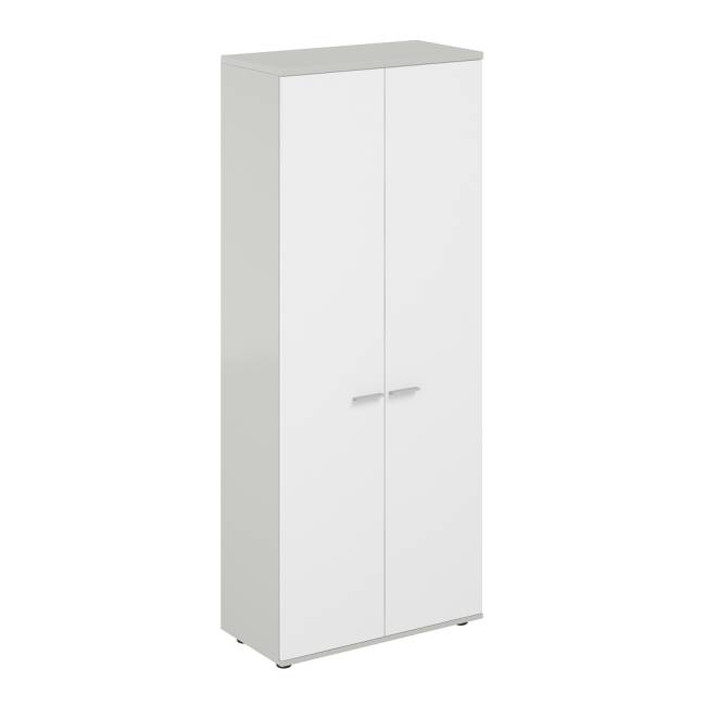 SG.801.SH.WH / Шкаф высокий 800х400х1955, 2-х дв., з.ст HDF / корпус: серый бархат; фасады: белый