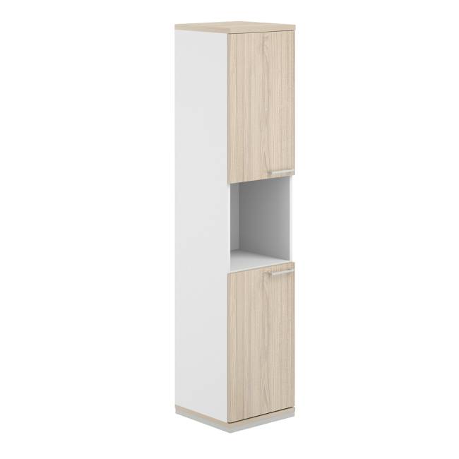 AG.219.WH.AR.AR.WH.L / Шкаф 5 ур. 400х400х1833 с нишей / корпус:белый, топ/дно:ак.равелло, фасады:ак.равелло