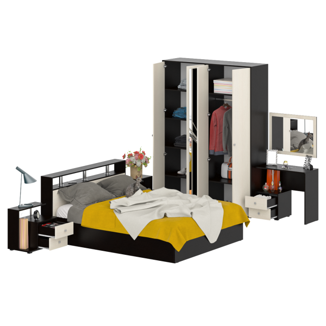 Спальня Камелия № 2 с кроватью 1600 цвет венге/дуб лоредо