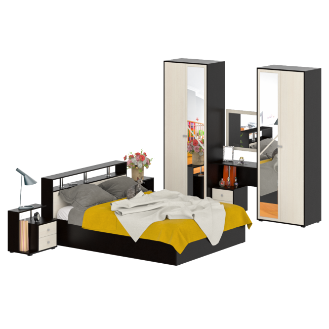 Спальня Камелия № 2 с кроватью 1600 цвет венге/дуб лоредо