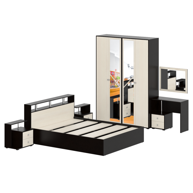 Спальня Камелия № 2 с кроватью 1600 цвет венге/дуб лоредо