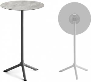 Стол ламинированный барный складной Tripe Folding антрацит, каменный Ø600х1100 мм