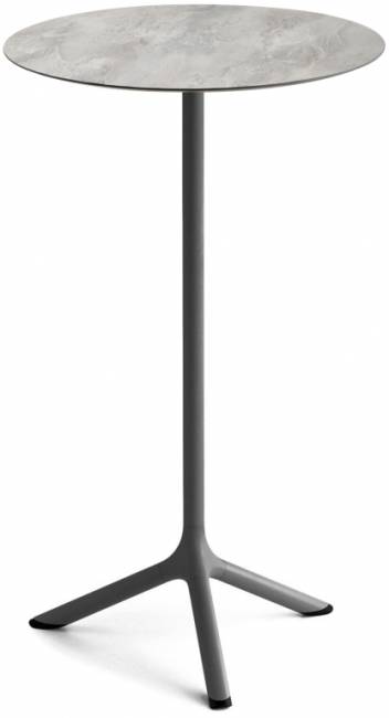 Стол ламинированный барный складной Tripe Folding антрацит, каменный Ø600х1100 мм