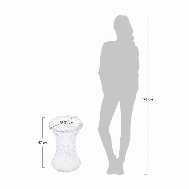 Стул-пуф Stone прозрачный красный