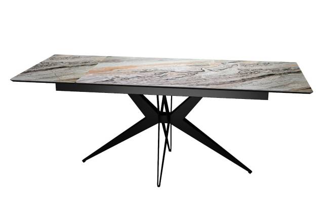 Стол DikLine DKS140 керамика Venetian Brown Light глянец, подстолье черное, опоры черные (2уп.)