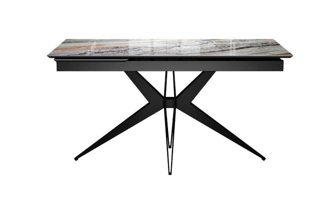 Стол DikLine DKS140 керамика Venetian Brown Light глянец, подстолье черное, опоры черные (2уп.)