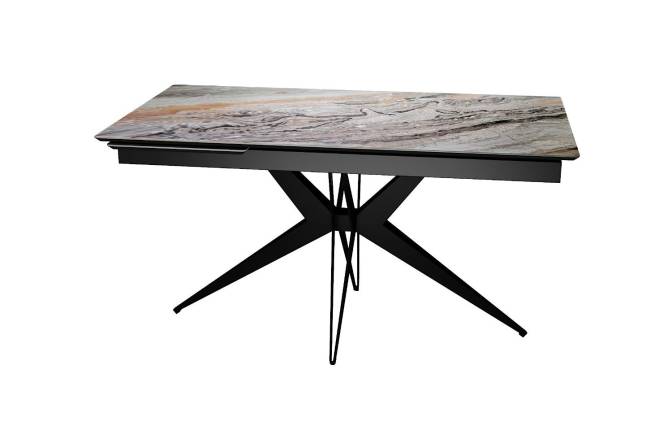 Стол DikLine DKS140 керамика Venetian Brown Light глянец, подстолье черное, опоры черные (2уп.)