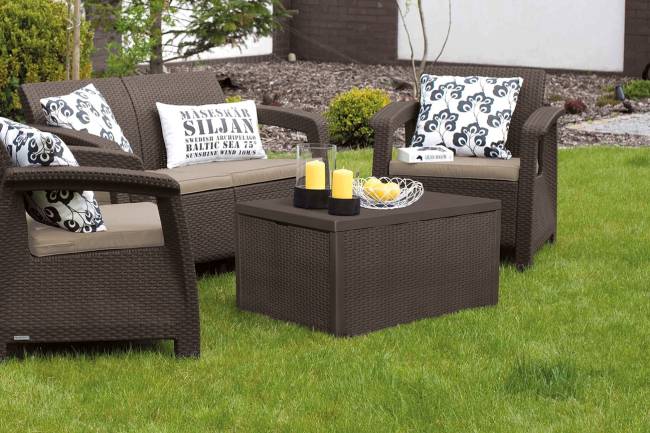 Комплект мебели Корфу со столиком-сундуком (Corfu box set) коричневый Комплект мебели Корфу со столиком-сундуком (Corfu box set) коричневый