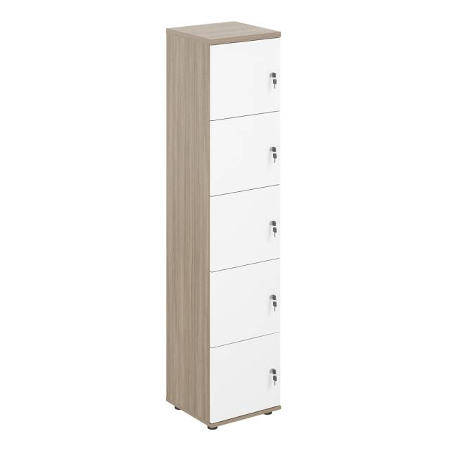 SG.818.OD.WH / Локер 5 ячеек 400х400х1866 / корпус: дуб темный; фасады: белый