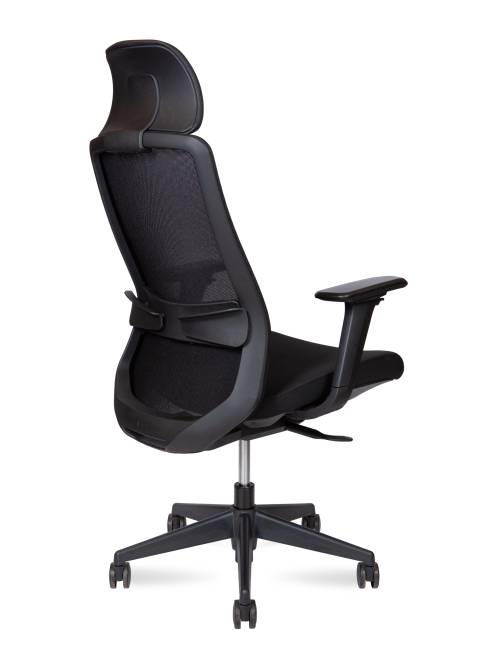 Кресло офисное / Комо блэк / Como black / черный пластик / черная сетка / черная ткань