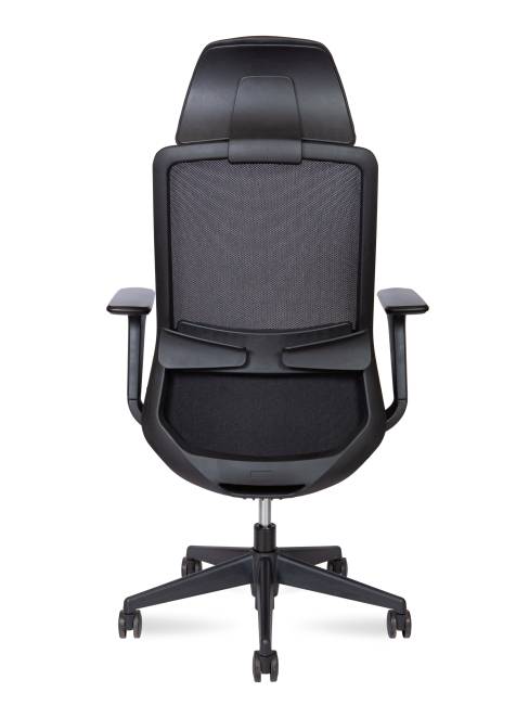 Кресло офисное / Комо блэк / Como black / черный пластик / черная сетка / черная ткань