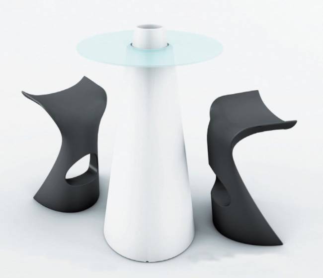 Стол пластиковый барный светящийся Peak Lighting белый Ø700х1200 мм