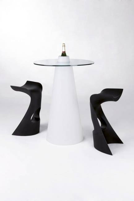 Стол пластиковый барный светящийся Peak Lighting белый Ø700х1200 мм