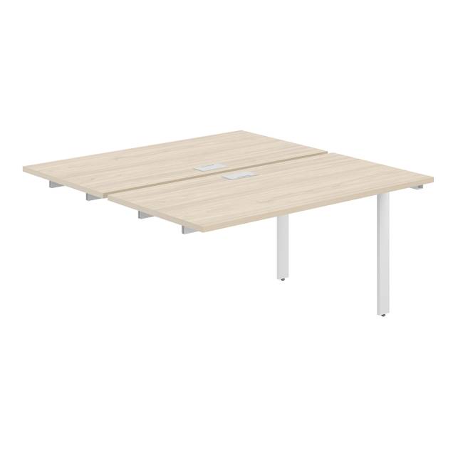 AG.125.AR.L.72.WH  / Секция рабочей станции 1400х1438х750  / профиль О-образный: 70х20 белый; лючок: серебро; столешница: акация равелло