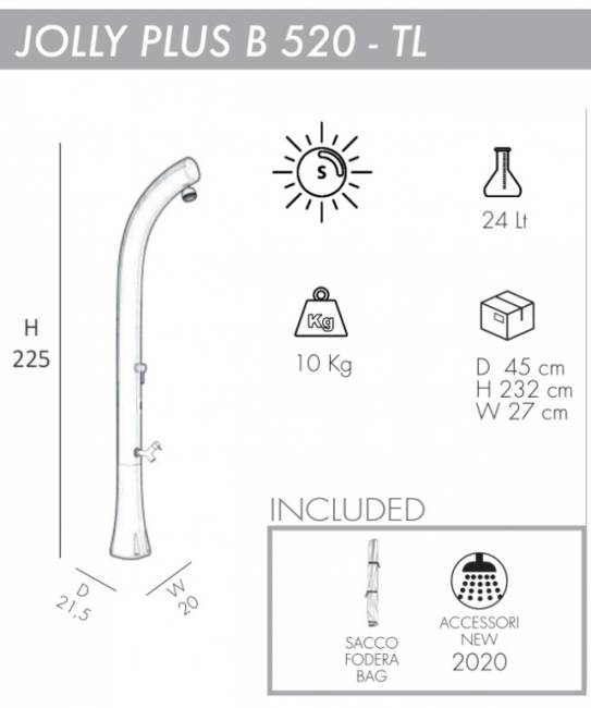 Душ солнечный Jolly Plus B 520 TL 215х200х2250 мм