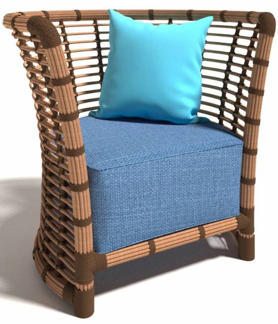 Кресло "Бамбук", из искусственного ротанга, песочный, синий, голубой