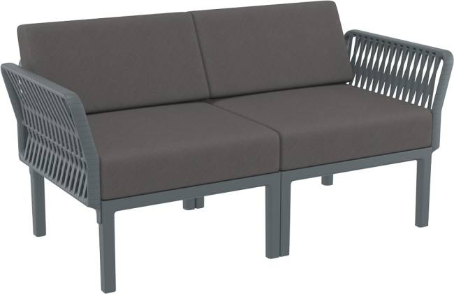 Диван пластиковый двухместный с подушками Portofino Lounge темно-серый, темно-серый 1600х800х690 мм Диван пластиковый двухместный с подушками Portofino Lounge темно-серый, темно-серый 1600х800х690 мм