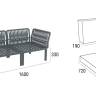 Диван пластиковый двухместный с подушками Portofino Lounge темно-серый, темно-серый 1600х800х690 мм Диван пластиковый двухместный с подушками Portofino Lounge темно-серый, темно-серый 1600х800х690 мм