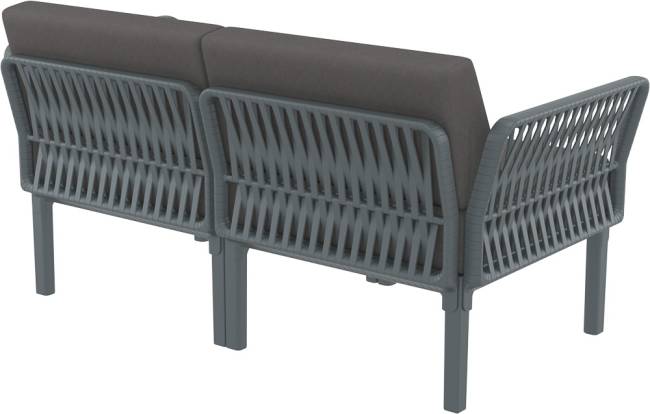 Диван пластиковый двухместный с подушками Portofino Lounge темно-серый, темно-серый 1600х800х690 мм Диван пластиковый двухместный с подушками Portofino Lounge темно-серый, темно-серый 1600х800х690 мм