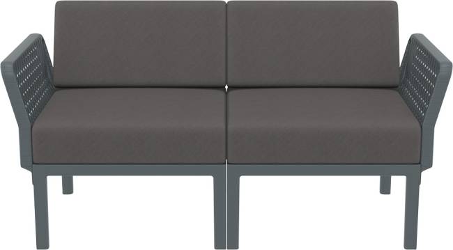 Диван пластиковый двухместный с подушками Portofino Lounge темно-серый, темно-серый 1600х800х690 мм Диван пластиковый двухместный с подушками Portofino Lounge темно-серый, темно-серый 1600х800х690 мм