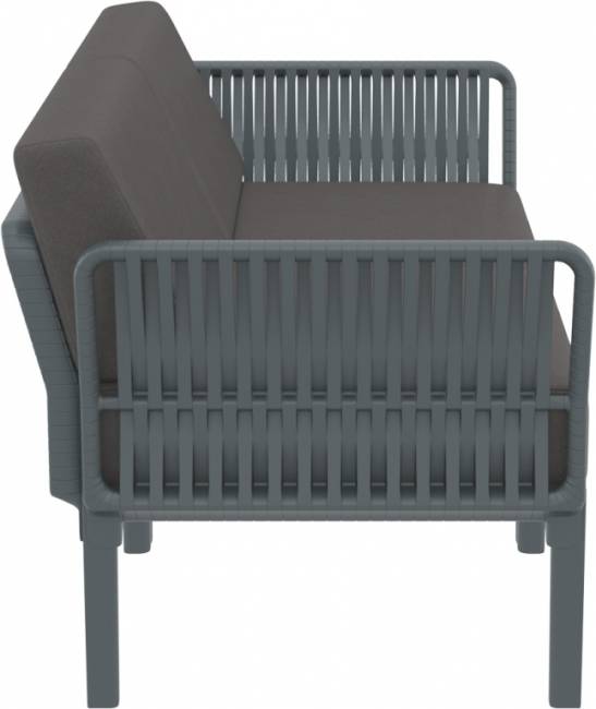 Диван пластиковый двухместный с подушками Portofino Lounge темно-серый, темно-серый 1600х800х690 мм Диван пластиковый двухместный с подушками Portofino Lounge темно-серый, темно-серый 1600х800х690 мм