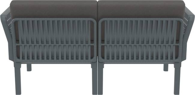 Диван пластиковый двухместный с подушками Portofino Lounge темно-серый, темно-серый 1600х800х690 мм Диван пластиковый двухместный с подушками Portofino Lounge темно-серый, темно-серый 1600х800х690 мм
