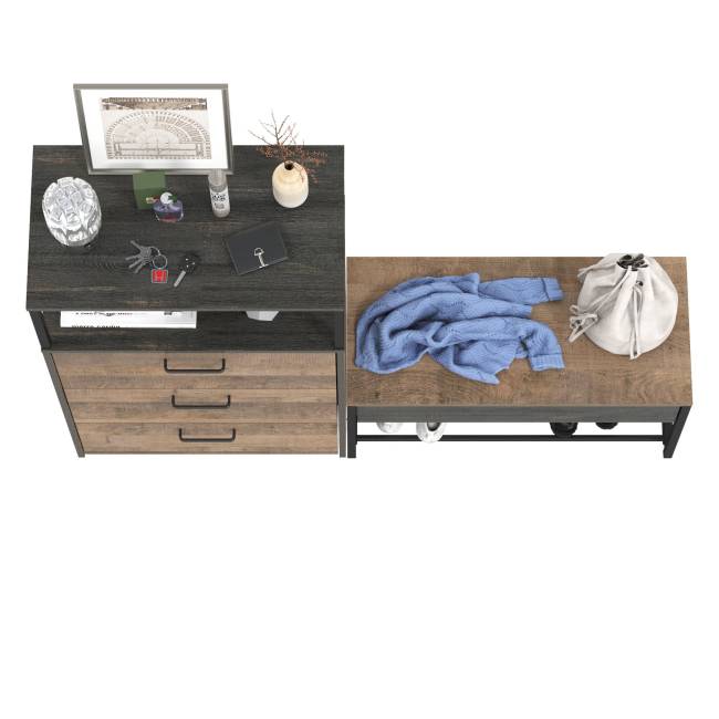 Тумба для обуви с сиденьем и комод с ящиками Трувор цвет дуб гранж песочный/интра