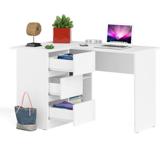 Угловой компьютерный стол Мори МС-16 левый цвет белый