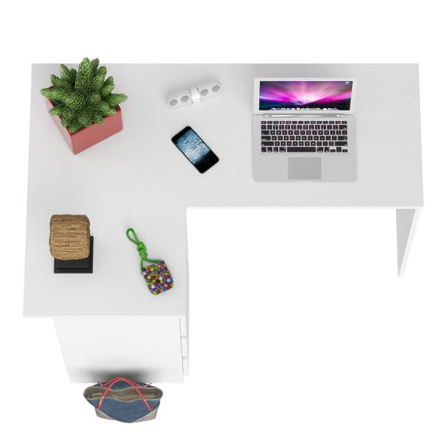 Угловой компьютерный стол Мори МС-16 левый цвет белый