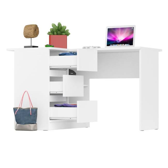 Угловой компьютерный стол Мори МС-16 левый цвет белый