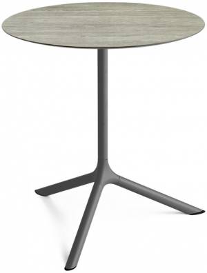 Стол ламинированный обеденный Tripe Maxi антрацит, состаренный серый дуб Ø800х740 мм