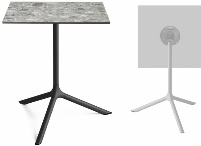 Стол ламинированный обеденный складной Tripe Maxi Folding черный, зернистый 700х700х740 мм