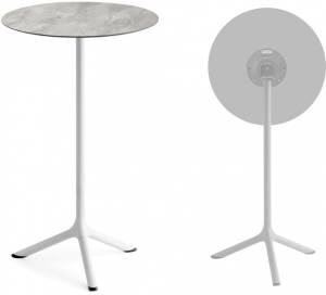 Стол ламинированный барный складной Tripe Folding белый, каменный Ø600х1100 мм