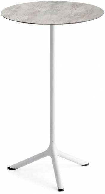 Стол ламинированный барный складной Tripe Folding белый, каменный Ø600х1100 мм