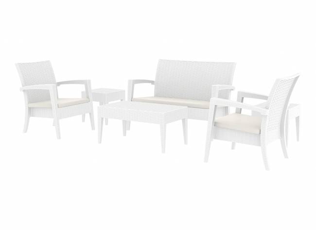Комплект пластиковой плетеной мебели Miami Lounge Set белый