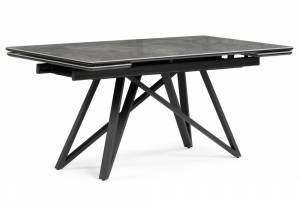 Керамический стол Вилсон 160(220)х89 серый мрамор baolai / черный